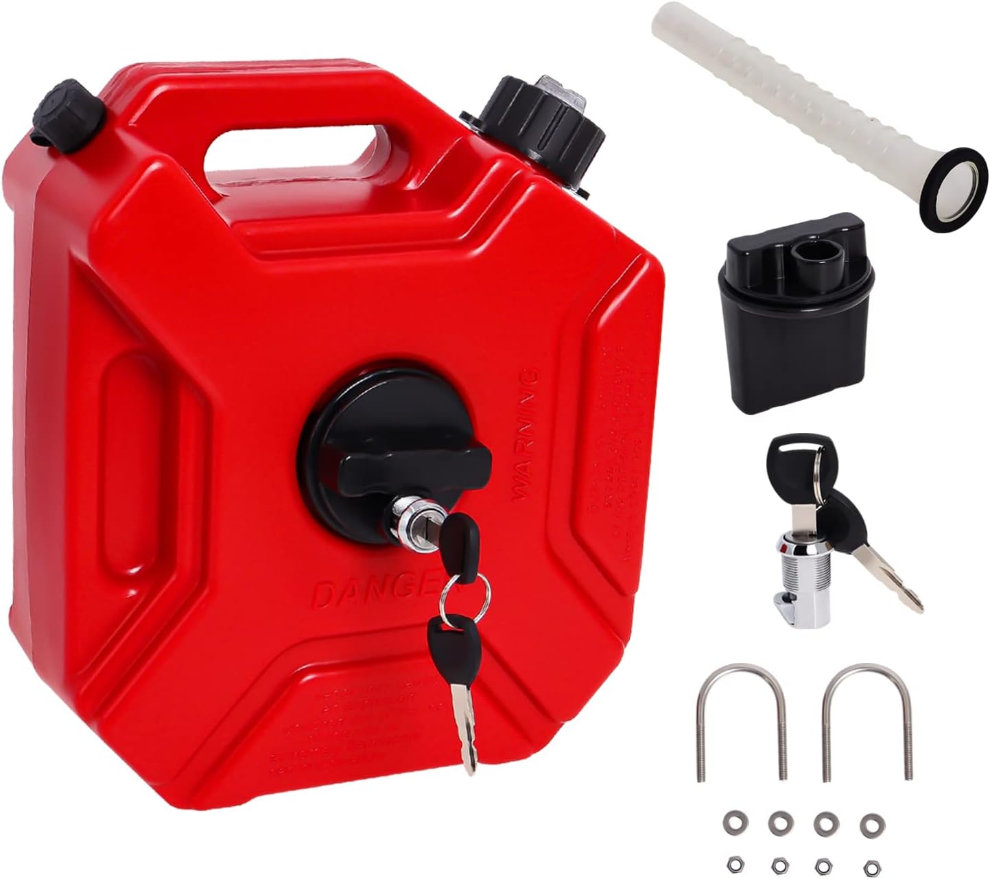 Gas Can 1.3 Gallon with Mounting Bracket and Lock, 5L Oil Petrol Storage Cans Spare Emergency