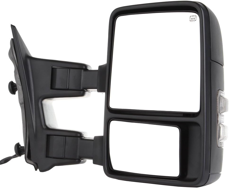 Aintier Towing Mirrors Compatible with 1999-2007 For Ford for F250/for F350/for F450/for F550 Super Duty Tow Mirrors with Power Adjusted Heated LED Turn Signal Width Light Black Housing