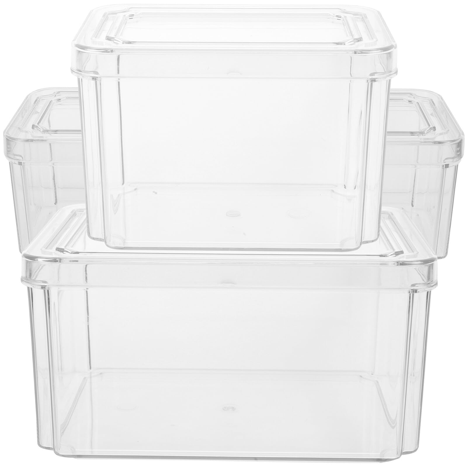 NUOBESTY Caja de Almacenamiento de Verduras 3 Piezas Pet para Refrigerador | Gran Capacidad, Tapa Abatible, Orden en Despensa y Encimera, para Queso Rallado y Verduras