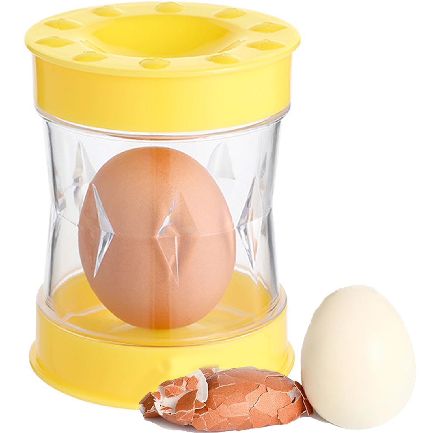 Hand Crank Egg Sheller - Easy Egg Peeler Tool for Quickly Removing Shells for Hard-Boiled Eggs, Kitchen Gadget (Yellow)