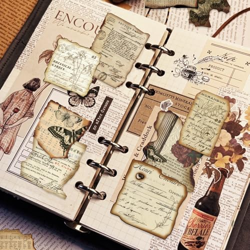 prstincol vintage journaling stickersscrapbook supplies for planners100pcs junk journal supplies with antique map prints distressed edges for kids teenagers adults