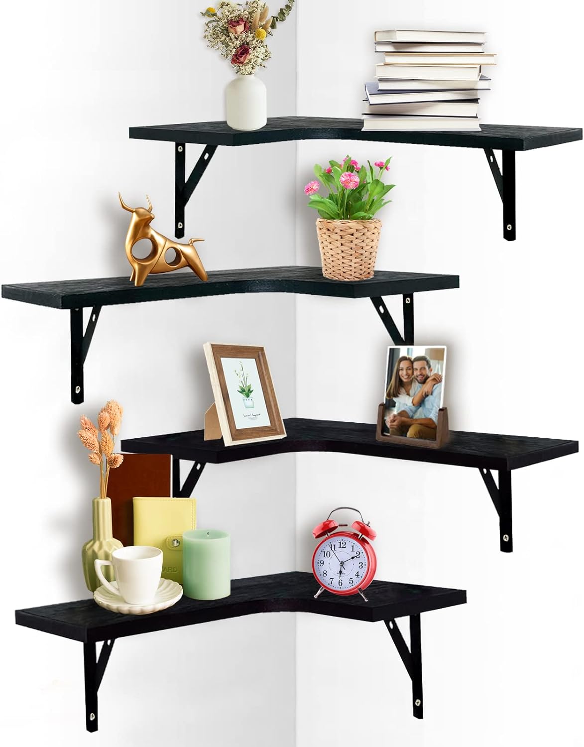 Buy Asvor Clark Black Corner Floating Shelves, Floating Corner Shelf