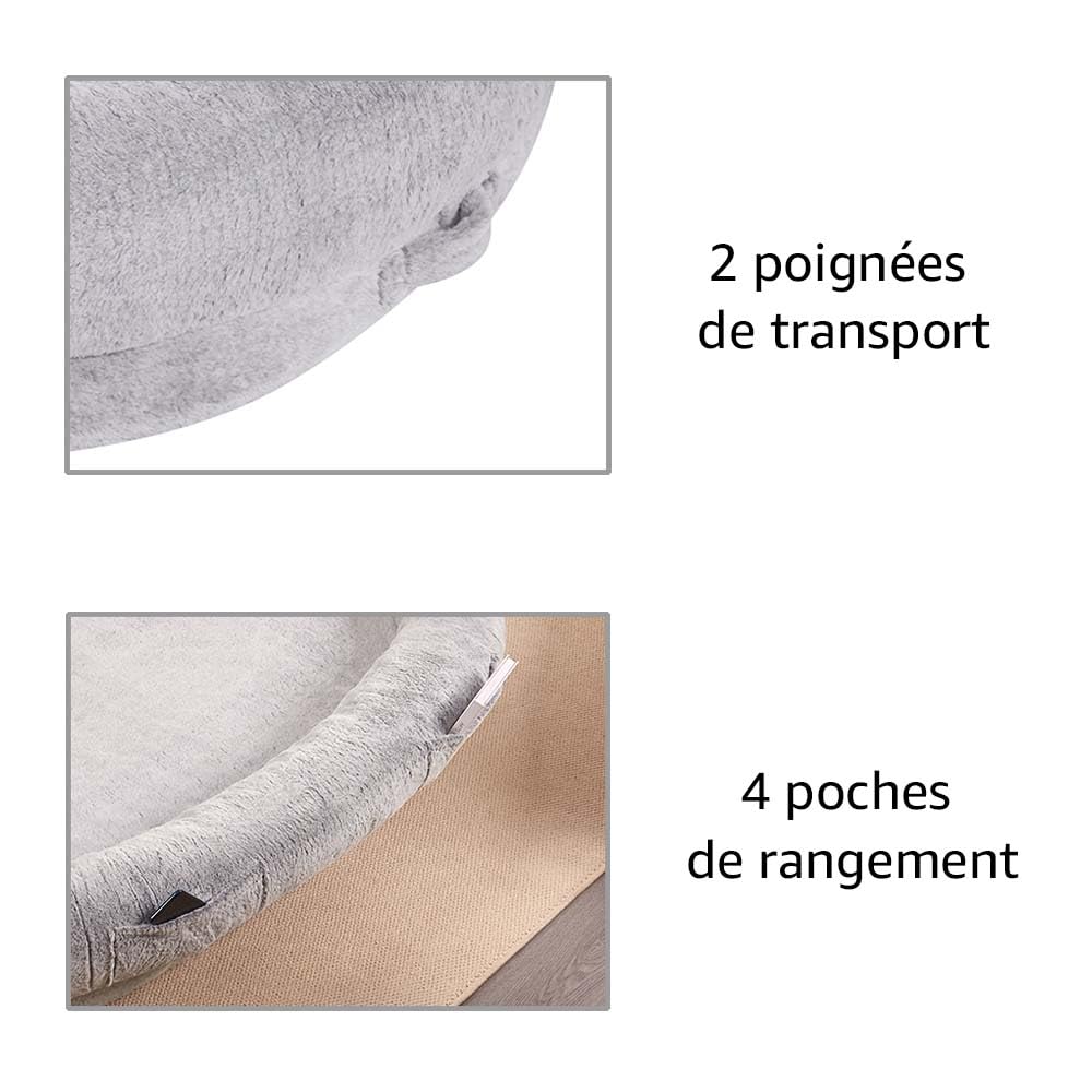 unipaws Lit Humain pour Chien et Animaux de Compagnie, Panier géant Chaud et Confortable en Fausse Fourrure, Mousse à mémoire de Forme épaisse, Housse détachable avec Couverture Incluse