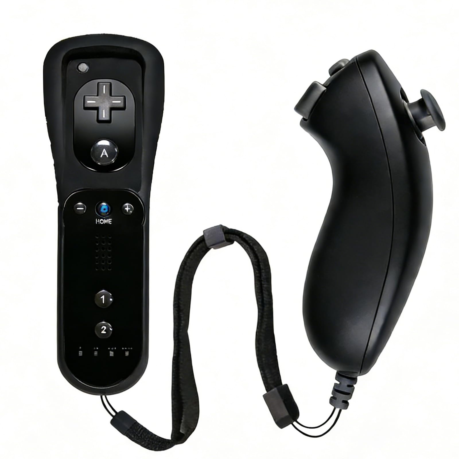 2 en 1 Motion Plus Mando y Nunchunk para Nintendo Wii/Wii u + Funda de Silicona - Blanco (A)