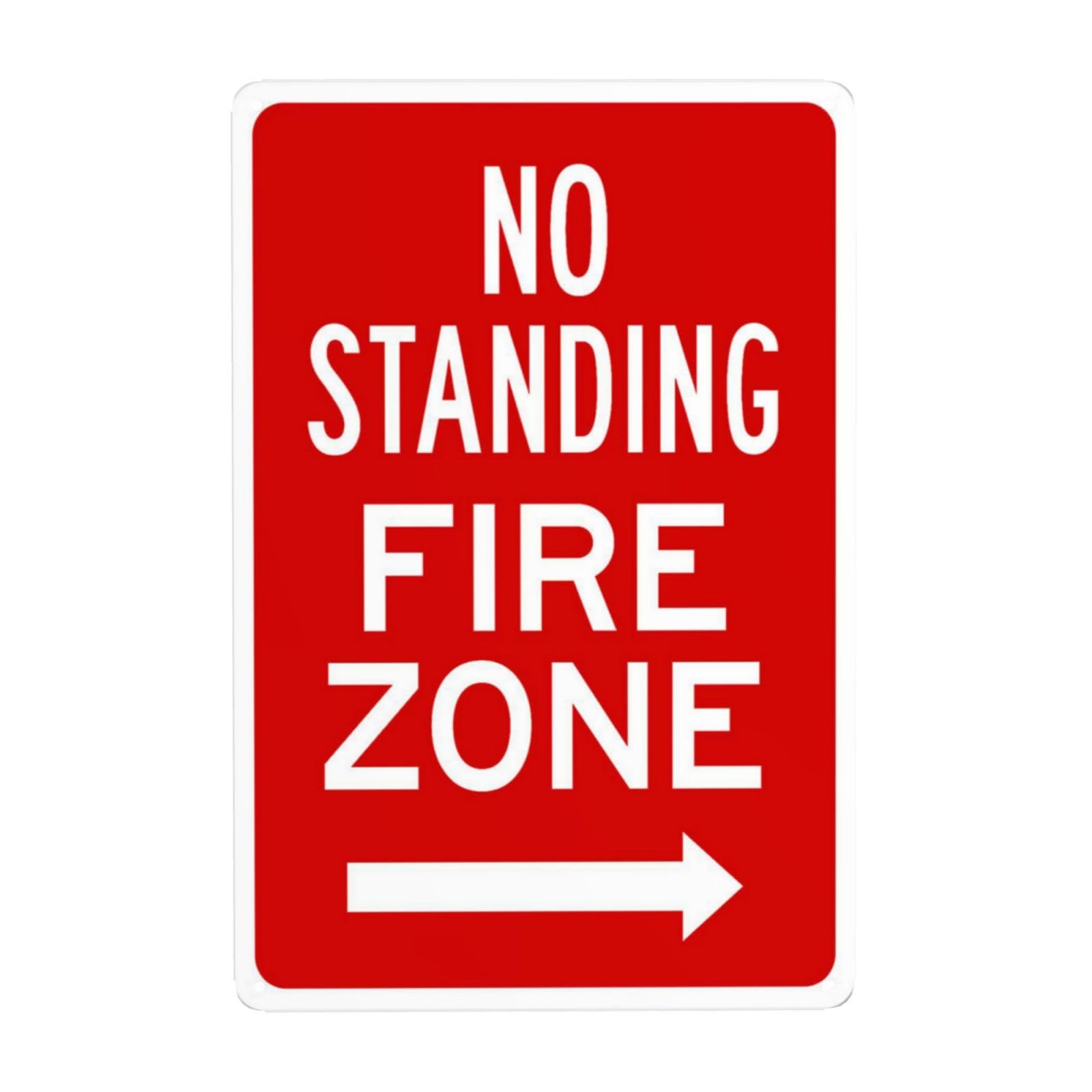 SMAZDFXX No Standing Fire Zone With Right Arrow Metal Warning Signs, Cautions Security Tin Sign, Safety Posted Signs for Street Business Wall Decor 12"x16"
