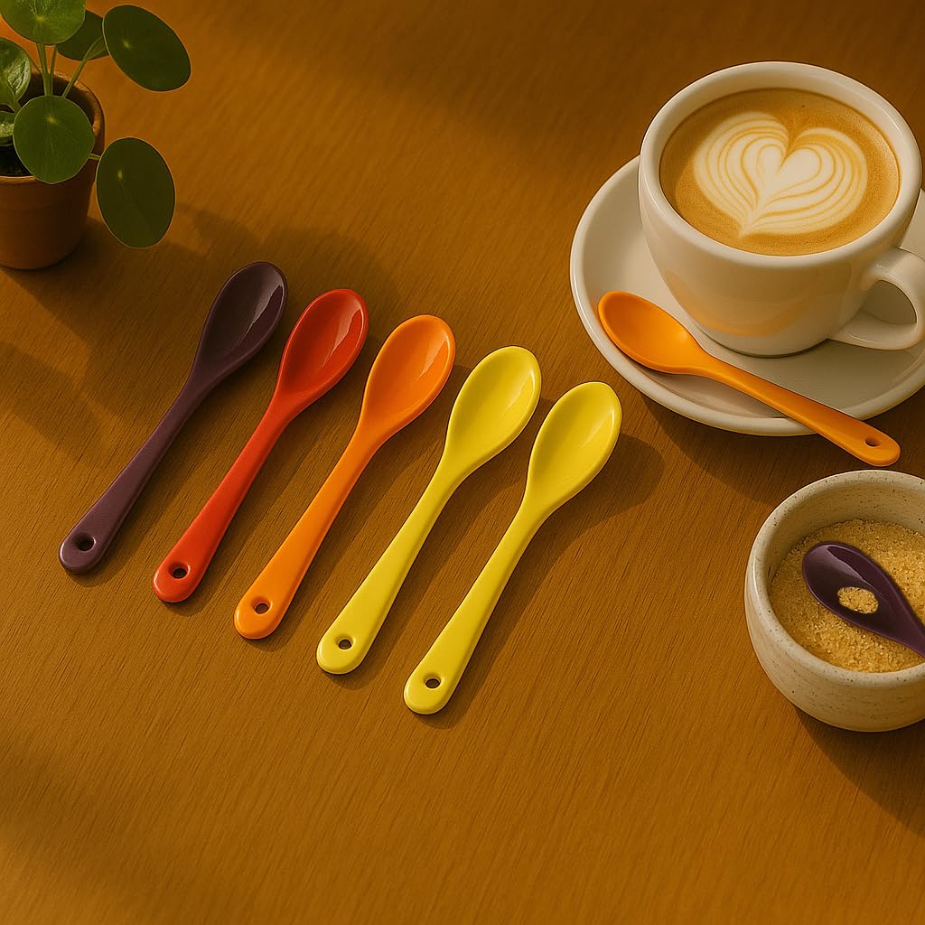 4 cucharas pequeñas para especias, cuchara de sal de cerámica de 3.5 pulgadas para tarros de especias, cucharas de espresso, mini cuchara de condimento para café, azúcar, polvo y pimienta