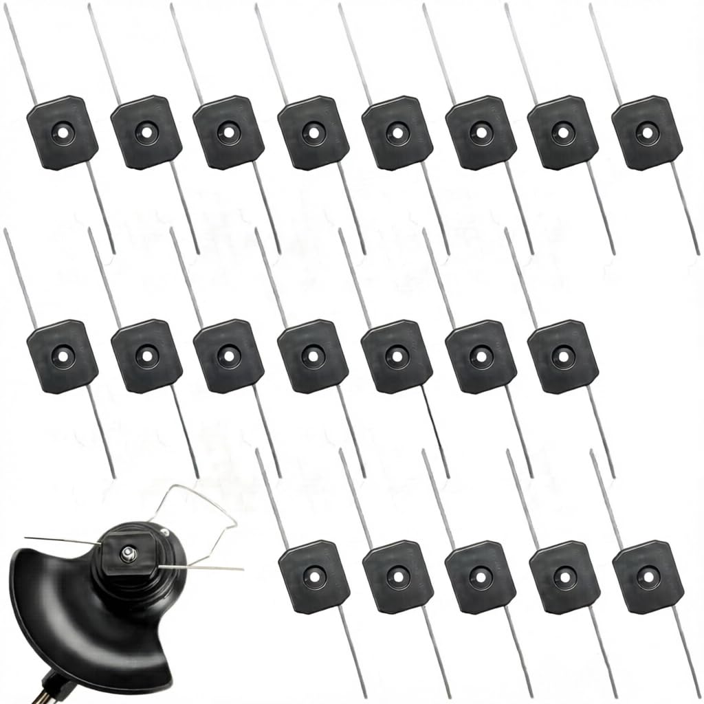 SINJAETRQ 20 Pack Steel Wire Strimmer Head, 150mm String Trimmer Replacement Head with ABS Body, Universal Strimmer Attachments & Metal Strimmer Wire for Most Battery & Electric Grass Cutters