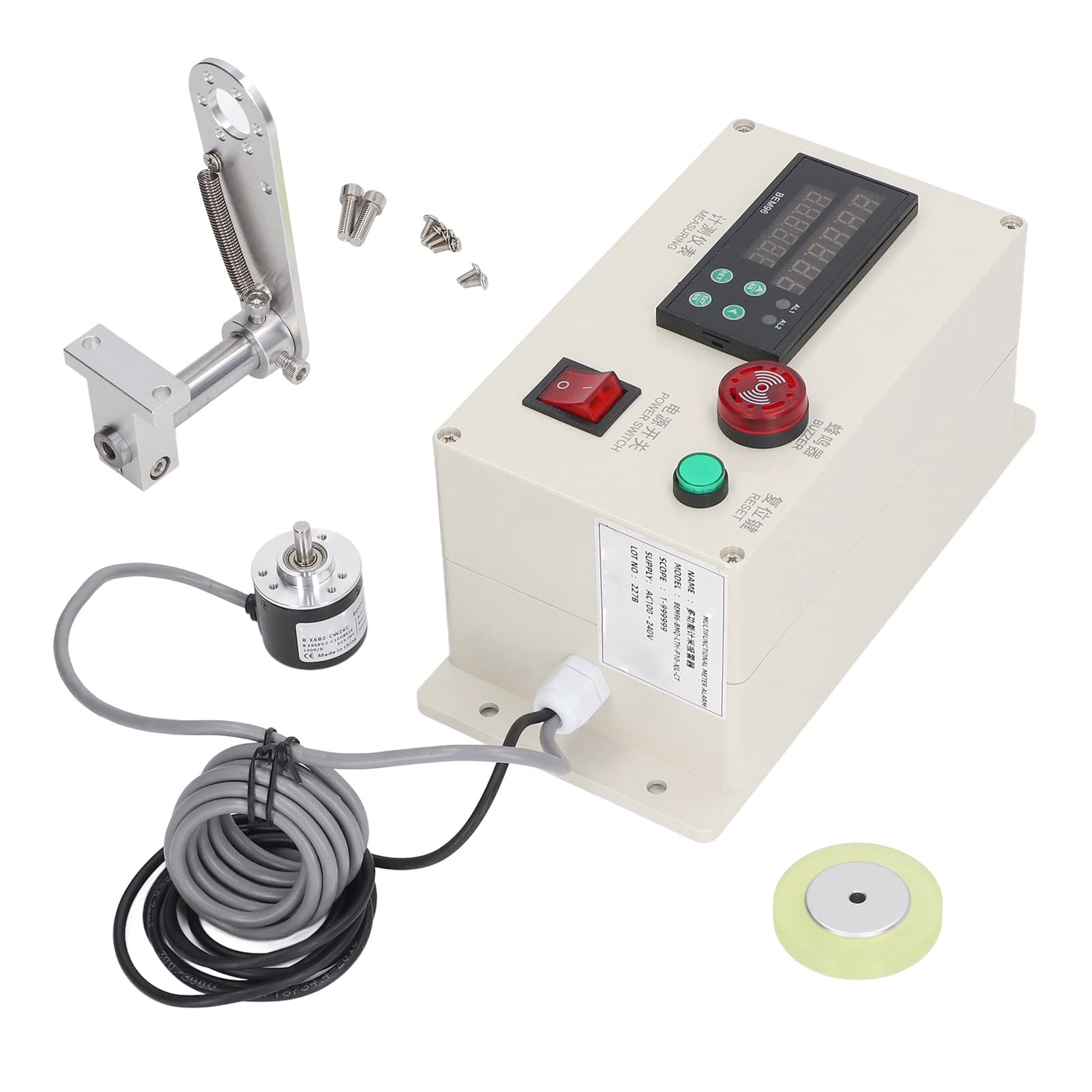 Contametri Digitale per Yard, con Staffa a Molla Misuratore di Lunghezza della Ruota del Cavo a Rullo a 6 Cifre AC100‑240V per stabilimenti tessili, stabilimenti tessili,