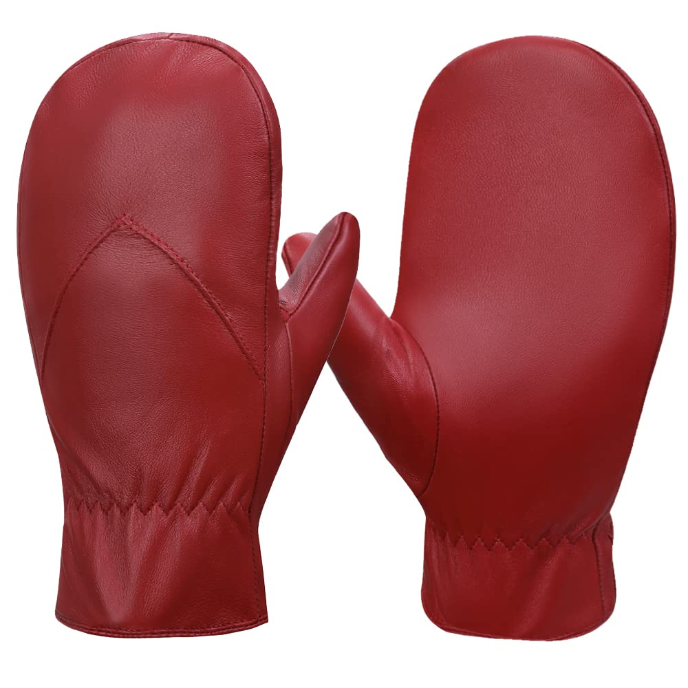 MGGMOKAY Damen Winterhandschuhe Lammfell Fäustlinge Mit Fleece gefüttert