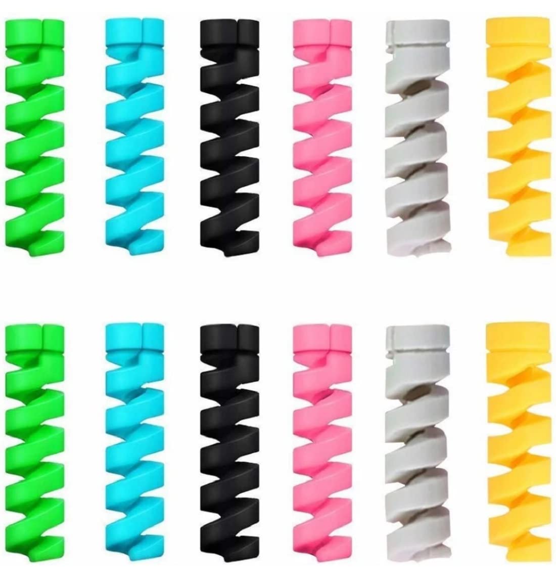 Spiral Cable Protectors for Charger, Wires, Data Charger Cable Protector for Computers, Cell Phones (12 Pcs, Multi-Color)-image-29