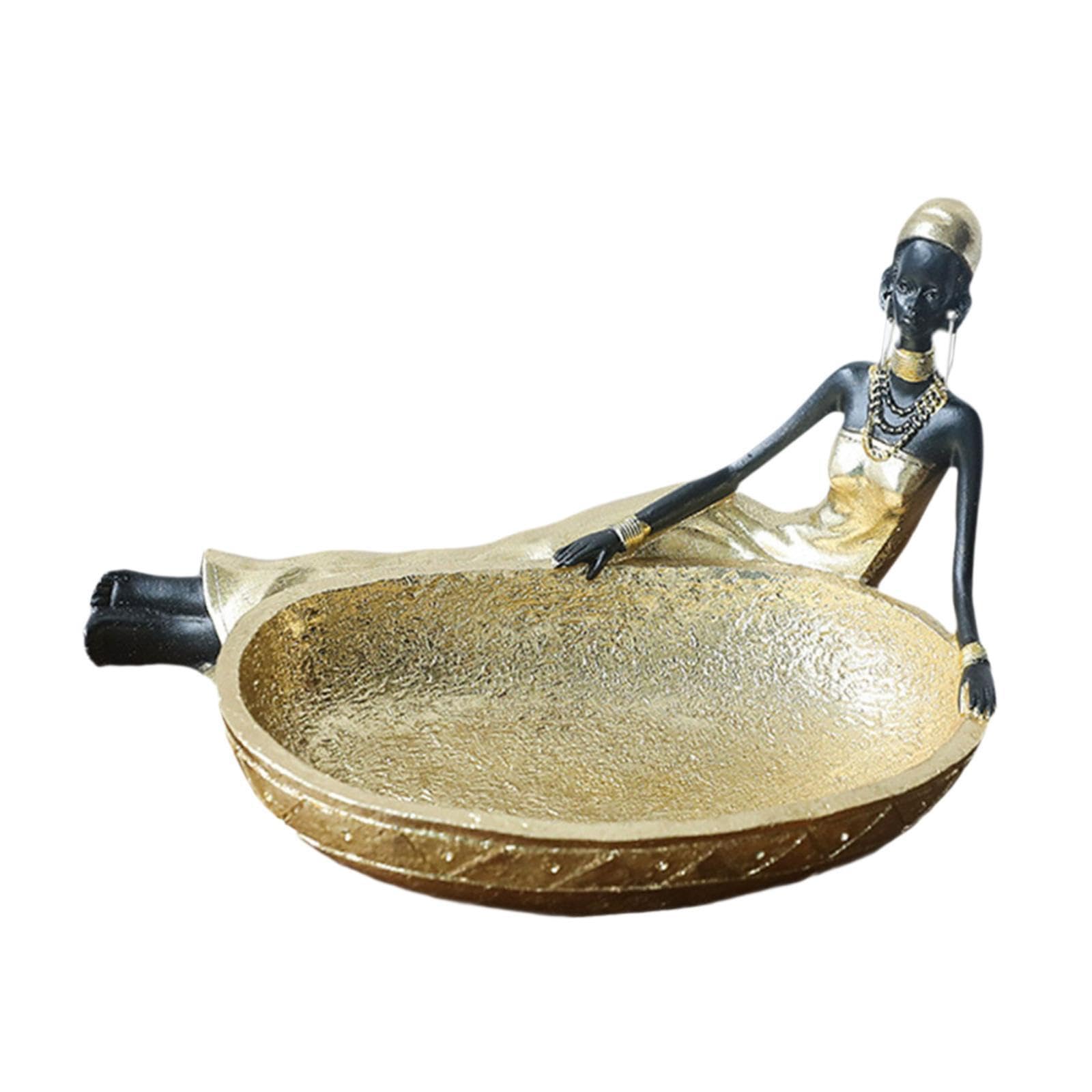 YIXANNX Key Storage Holder Stylish Candy Tray Multifunctional African Statues And Sculptures Captivating Tribal Lady Figurine Girl Desk Storage Tray Statue