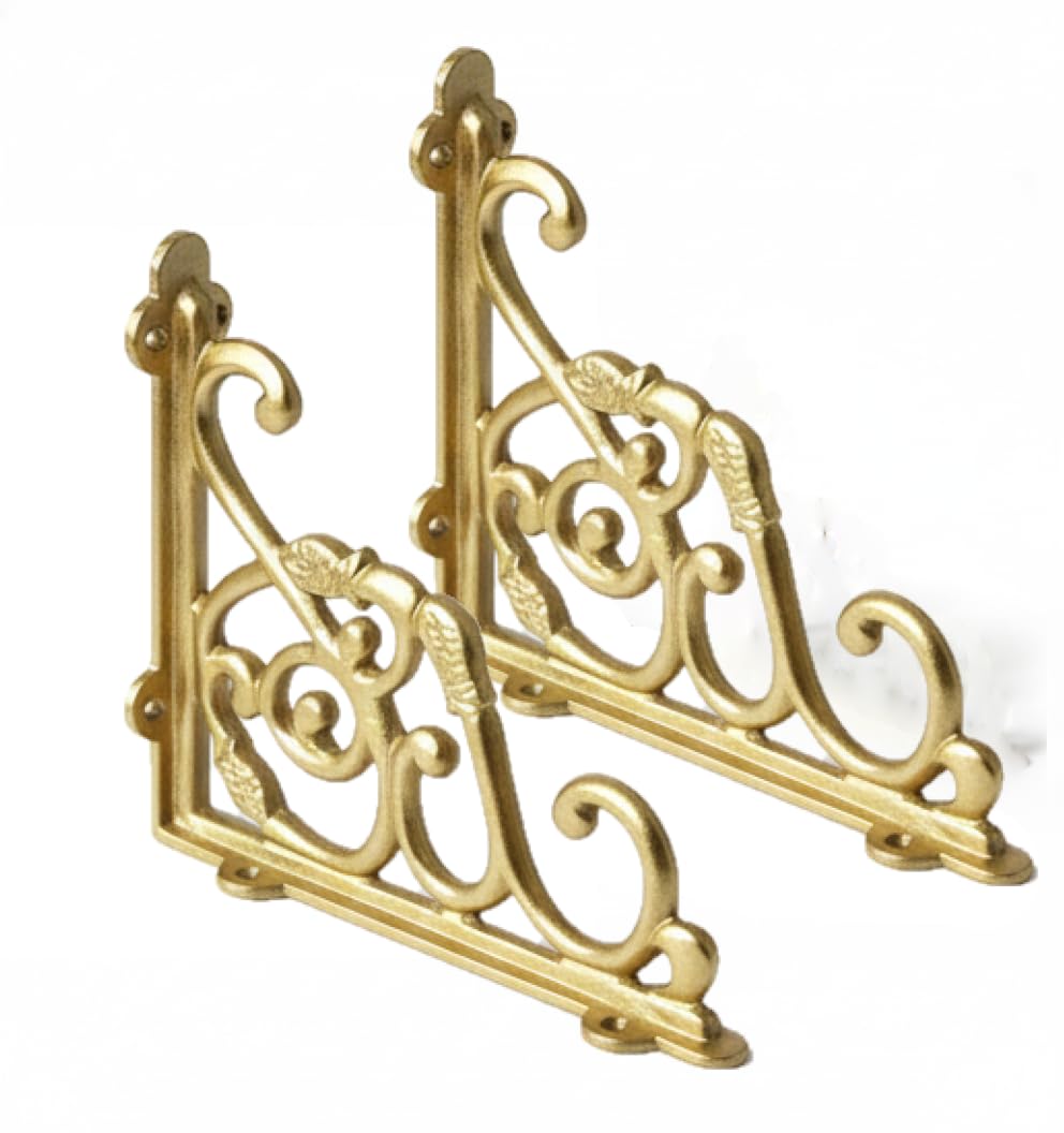 Metal Handcrafted Shelf Bracket for Floating Shelves L Angle Decorative L Shaped Corner Brace Joint Heavy Duty Wall Mounted Shelf Supporter Corner Brace Holder (Pack of 2)-image-36