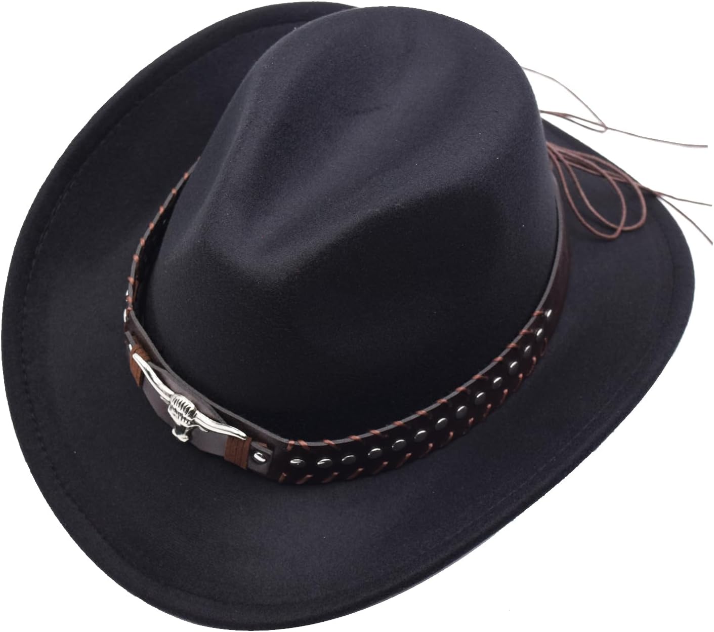 Unisex Western Cowboy Hat Fur Felt Cowgirl Hats Wide Brim with Belt Buckle - Image 5