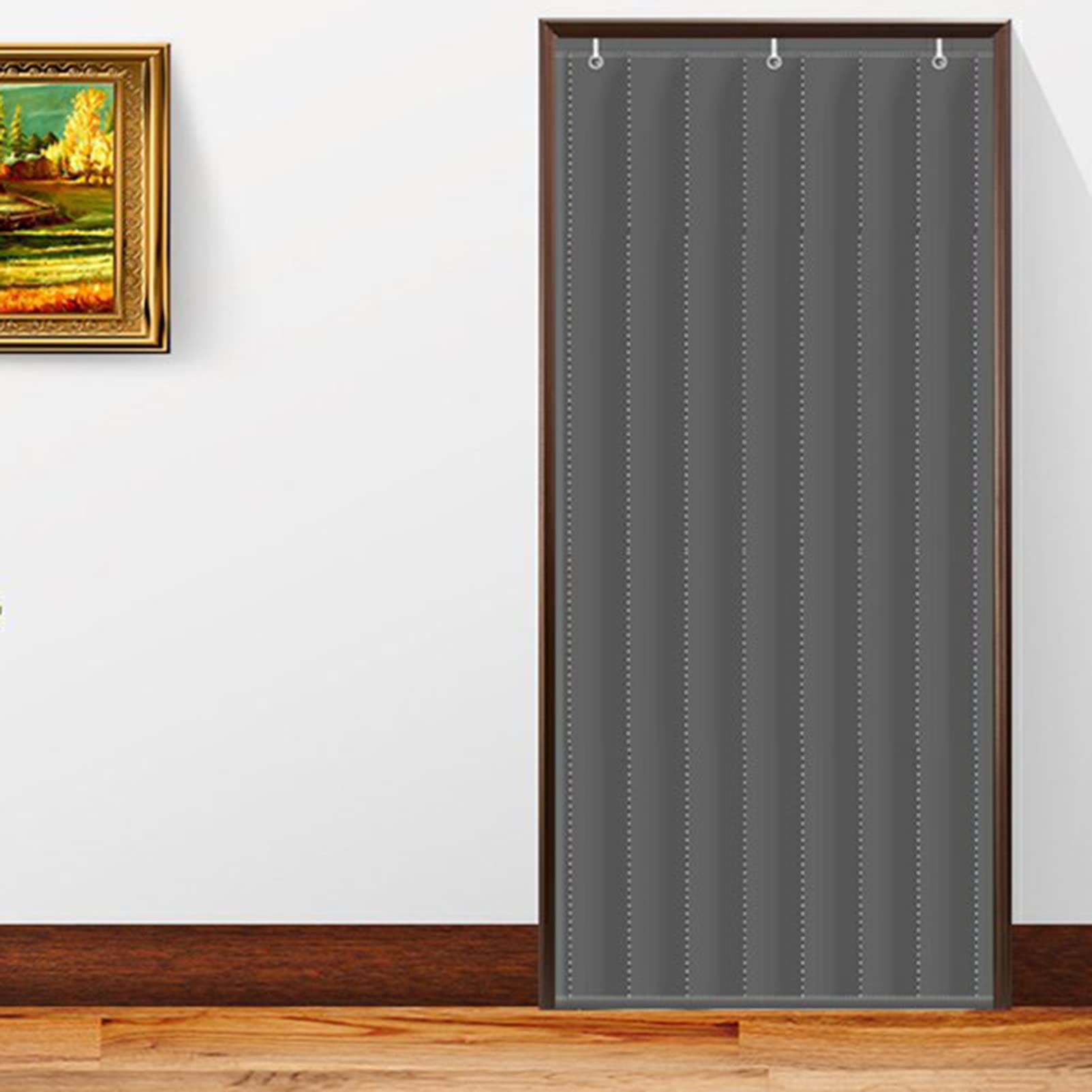 Rideau De Porte Isolant Thermique, 75x205cm Rideau De Porte Épaississant D' Hiver, Isolant Phonique Anti Froid, En Coton Magnétique(Gris