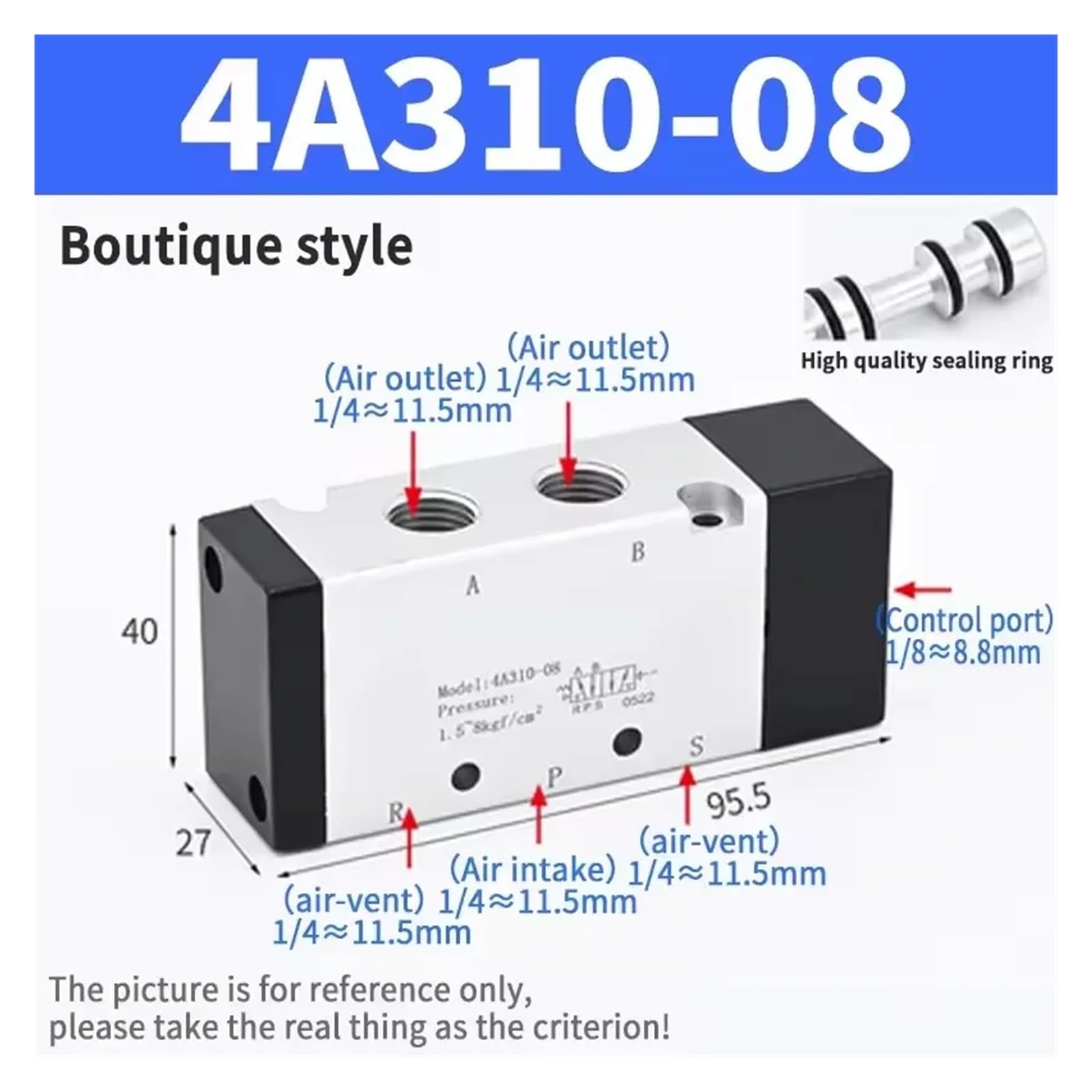 5 Way 2 Position Single Head Air Control Valve Lucky(4A310-08)