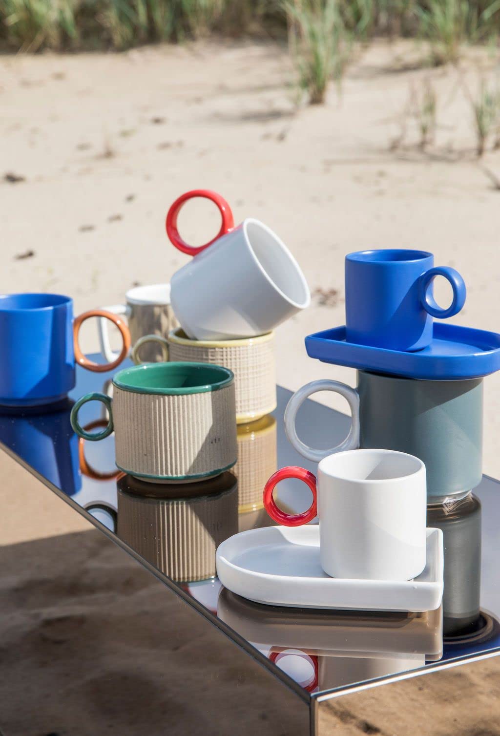 BY ON Cup Noor, Green/Grey, Coffee Cup, Tea Cup, Made of Porcelain, Design Cup, Porcelain Mug, Retro Vintage Design, Available in Several Colours