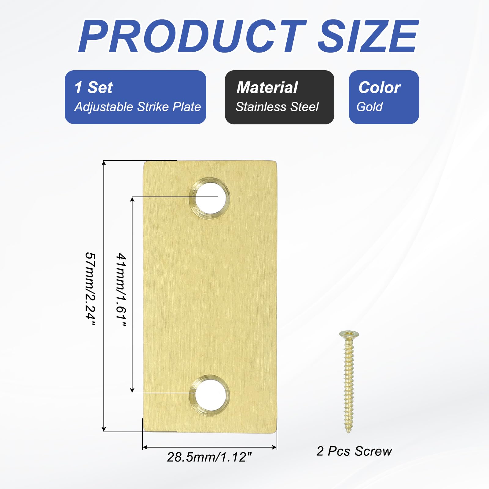 PATIKIL 1.12" x 2.24" Deadbolt Strike Plate - Image 2
