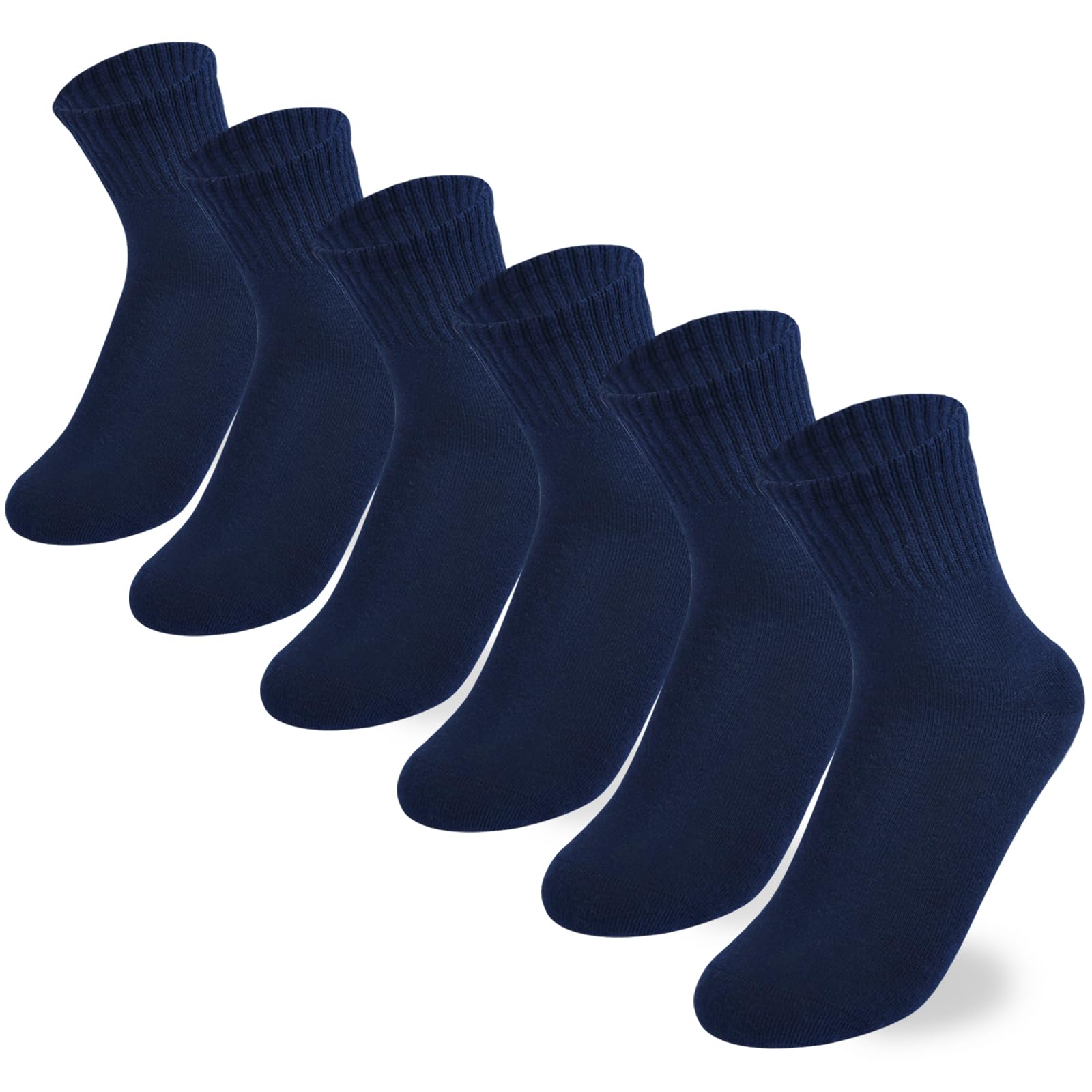 Boys Crew Socks - Kids Seamless Cotton Dress and Uniform Socks for Girls - 4/8 Pairs