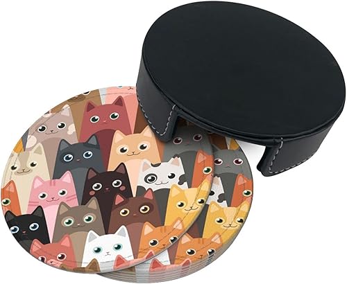 Miniatura 4 de Posavasos para bebidas, posavasos redondos de piel sintética, 6 unidades, resistentes al calor, decoración elegante para bar, automóvil, mesa de