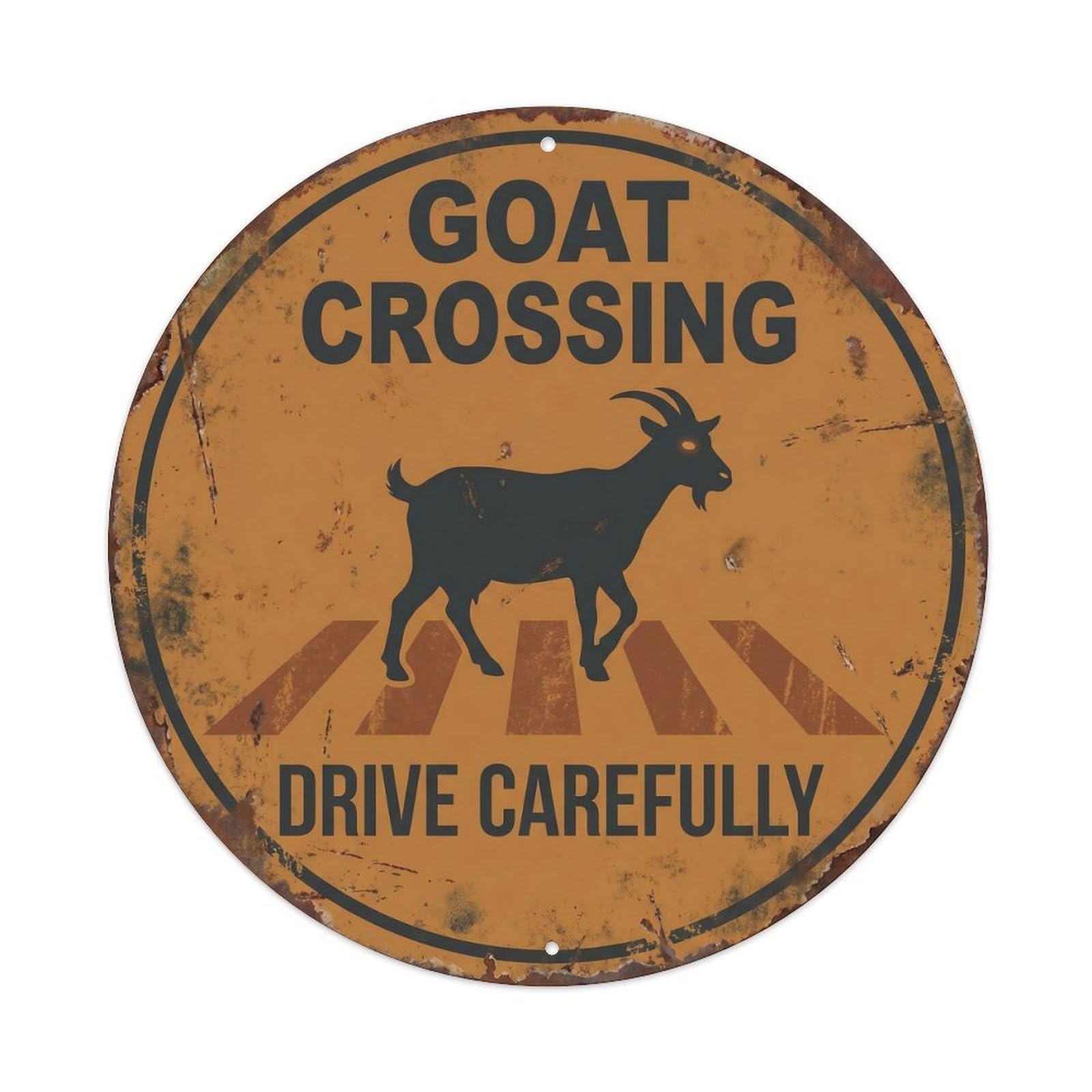 Goat Crossing Drive Carefully Farmhouse Metal Tin Sign