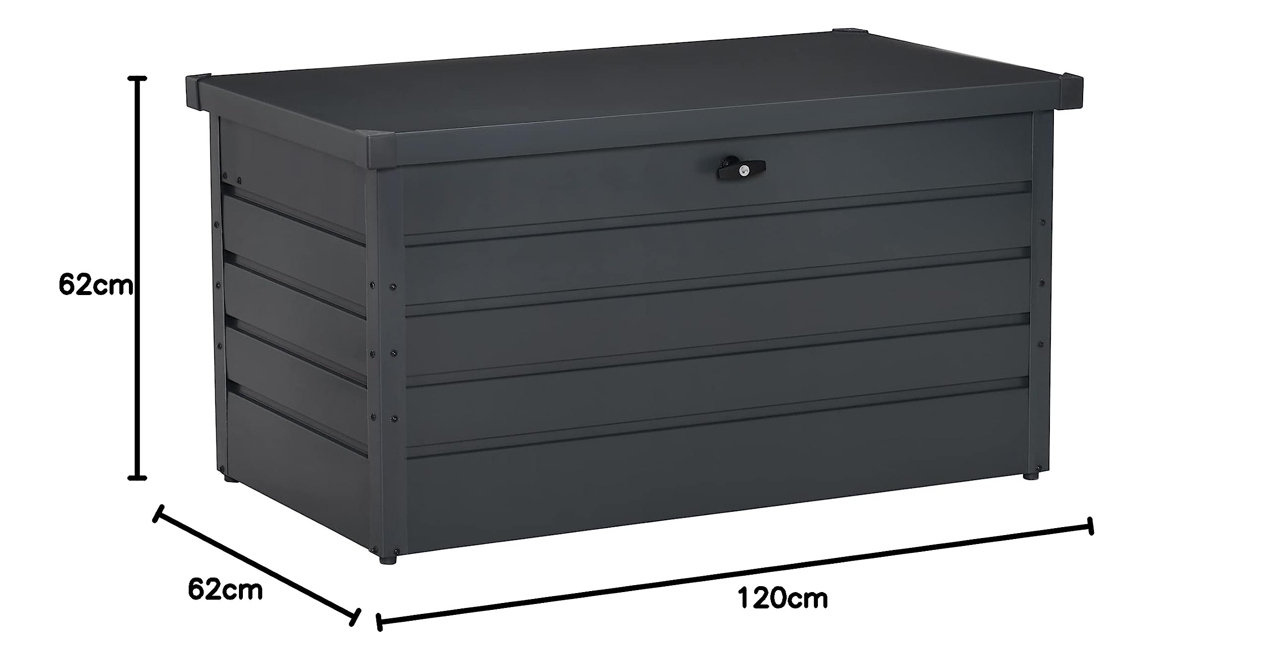 Outsunny Panca Baule Contenitore da Giardino con Chiave, Cassapanca Moderna in Acciaio, Grigio, 120x62x62cm