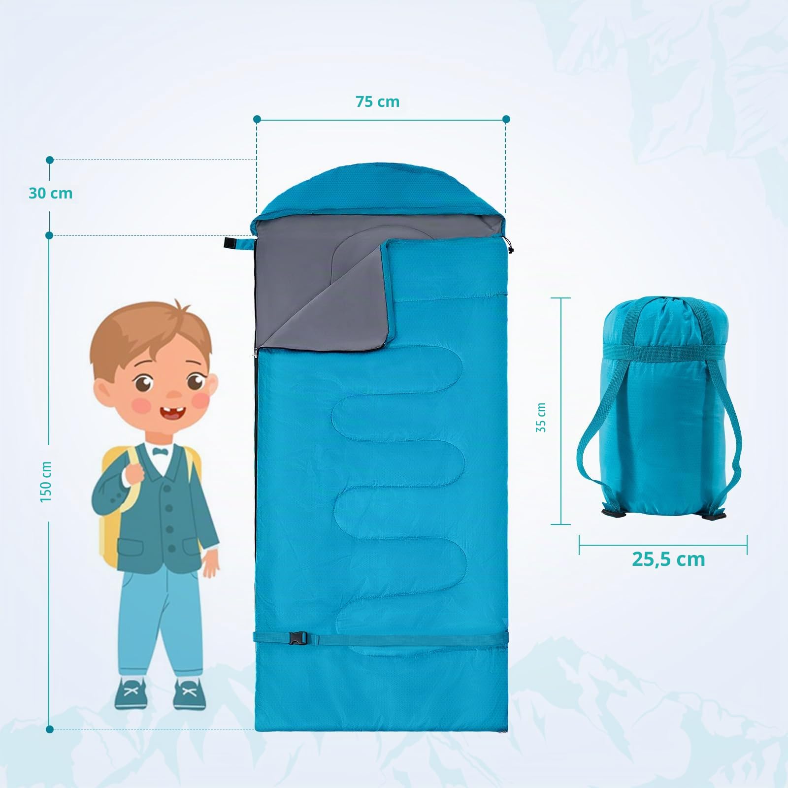 Gigoteuse imperméable pour enfant (150-175 cm) compacte de voyage en camping pour enfants