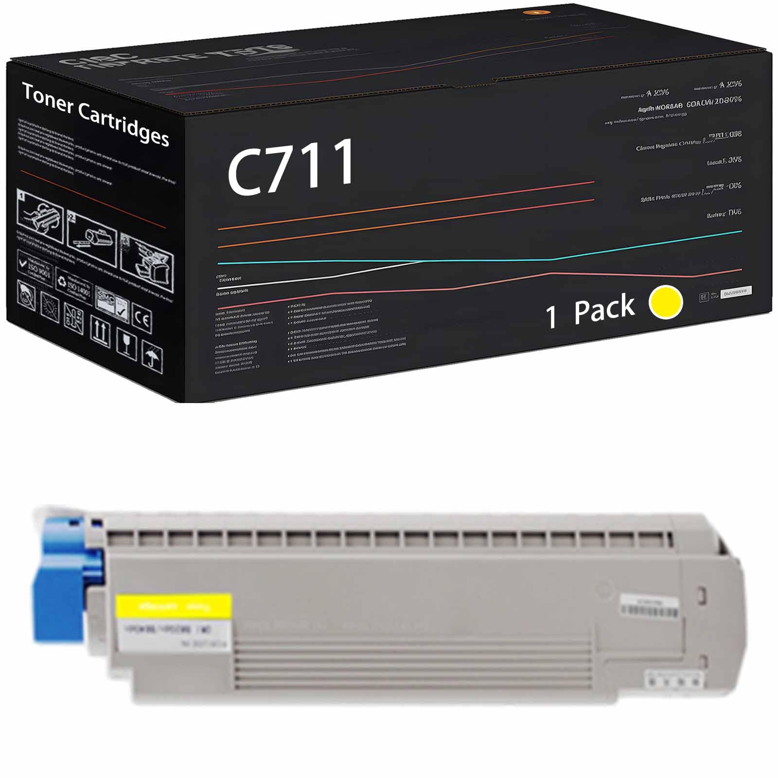 Wondrx C711 Toner Cartridges Compatible with Okidata OKI C711dn C711dtn C711n Printers, High Yield 12000 Pages (1 Pack Yellow)