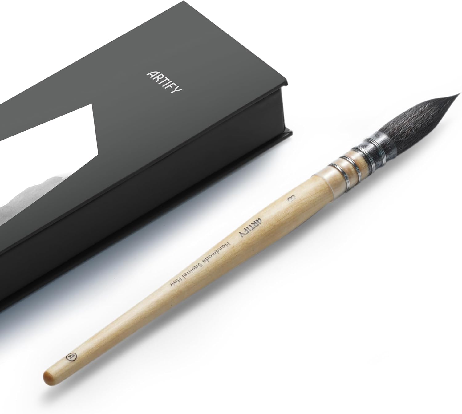ARTIFY 3PCS Professional Natural Squirrel Hair Quill Round Fine Tip Detail Watercolor Brush Set | Ideal for Watercolor and Gouache Painting | Sizes #0, #2, #4