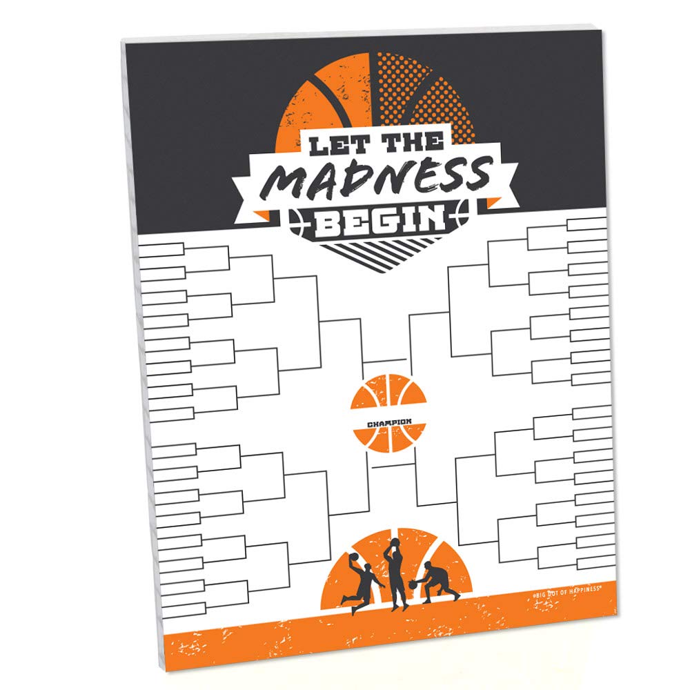 Big Dot of Happiness Basketball - Let the Madness Begin Bracket Sign - College Basketball Party Decorations - Printed on Sturdy Plastic Material -