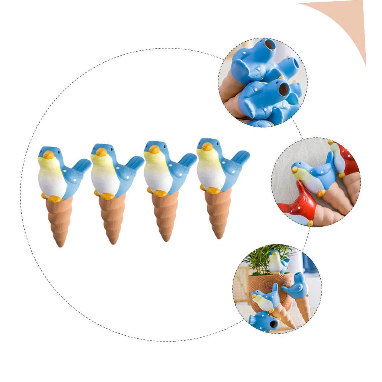 Autoirrigazione Piante in Ceramica 4 Pezzi, Design Automatico | Controllo del Flusso D’acqua, per Giardino e Prato, Uso Semplice senza Accessori Aggiuntivi