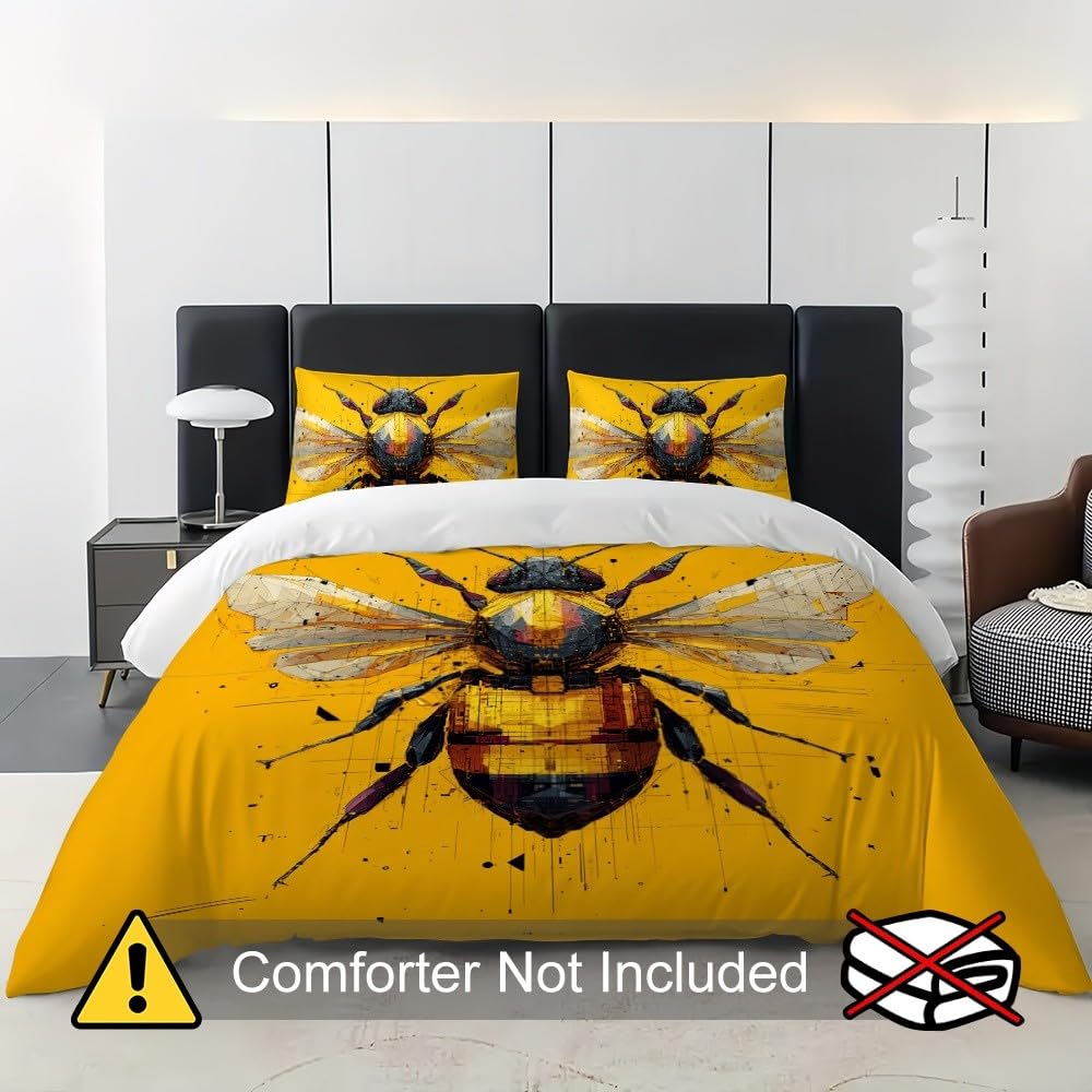 Copripiumino 240x220 cm Giallo 3 pezzi, microfibra ipoallergenica