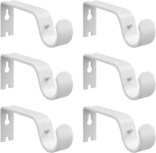 Kowibcl Soporte para barra de cortina, 6 soportes para barra de cortina para barra de 1 pulgada, ganchos para barra de cortina para pared, soportes