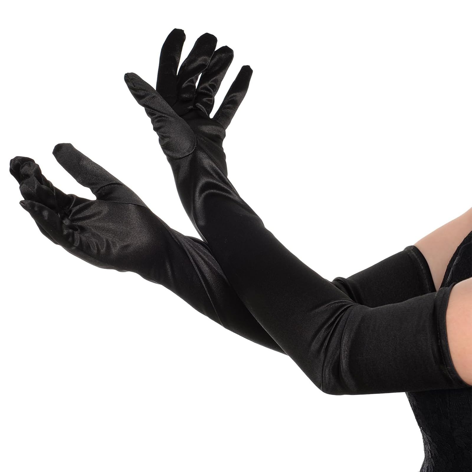 SGQTZDZQ Long Black Gloves, Satin Gloves Opera Gloves, Long Gloves for Women for Costume Wedding Party Prom