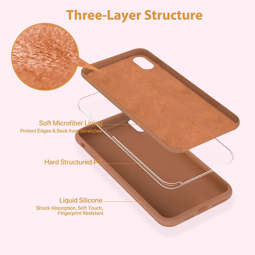 Miracase Liquid Silicone Case Compatible with iPhone Xs (2018)/ iPhone X(2017) 5.8 inch, Gel Rubber Full Body Protection Shockproof Cover Case Drop Protection Case-Chocolate