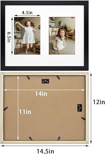 Miniatura 2 de Golden State Art, Marco de fotos de 11 x 14 pulgadas, marco de madera real con parte frontal de vidrio templado, apto para dos fotos de 5 x 7 con