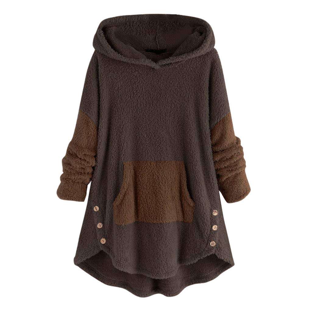Lazzboy Women Blouse Hoody Long Sleeve Casual Teddy Fleece Flannel
