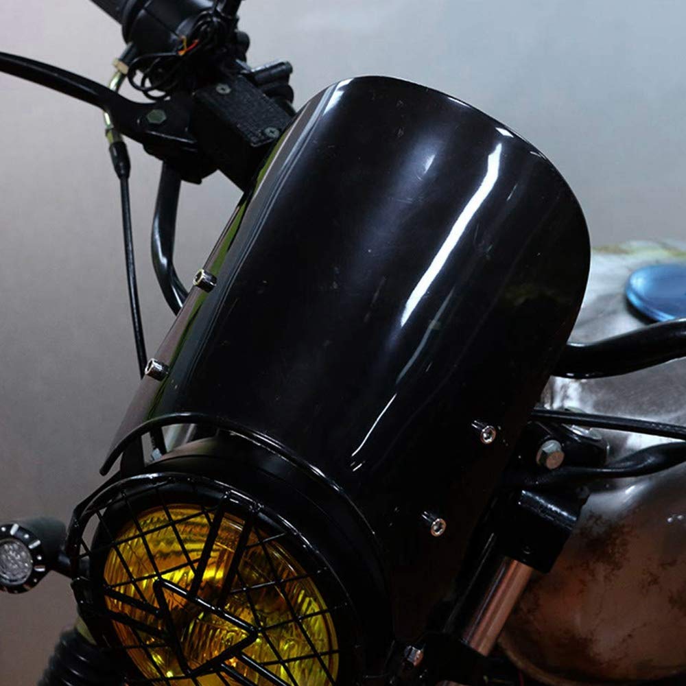 Cache Phare Moto Universel Naliovker - Pare-brise Déflecteur Vent Réglable - Pour Phares 5 à 7 Pouces - Noir, Support Fer + ABS
