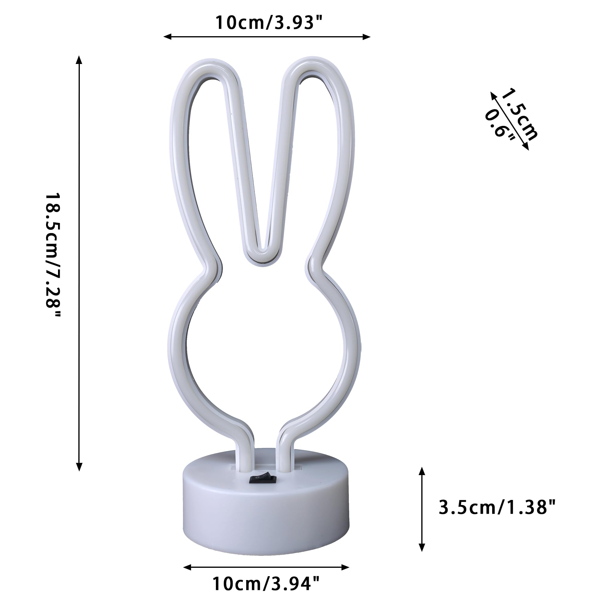 JEMESI Luce al neon a forma di coniglio, luce notturna a LED per camera da letto, funzionamento a USB/a batteria, luci al neon per camera da letto per ragazze, luci notturne per feste, matrimoni