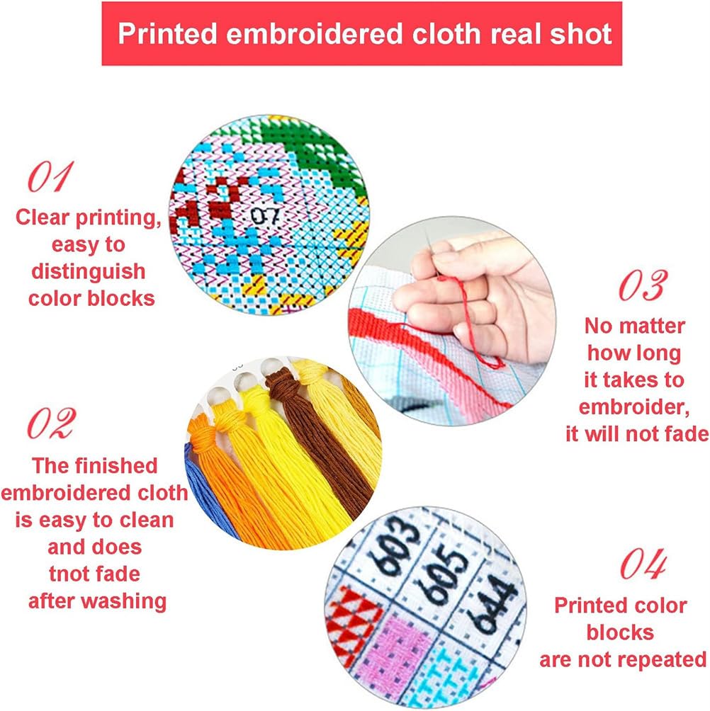 Abillyn Kreuzstich-Set 'Bunte Quallen' - Gestempelt Für Einsteiger 40x40cm