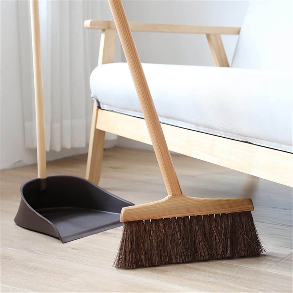 Set di scopa e paletta, Scopa in legno da cucina, manico lungo, for pavimenti, piante naturali