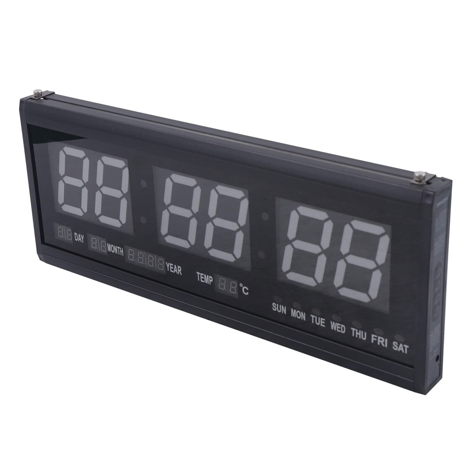 Orologio da parete digitale a LED, per anziani, da tavolo, soggiorno, ufficio, con data e temperatura, 480 x 190 x 30 mm (scritta verde)