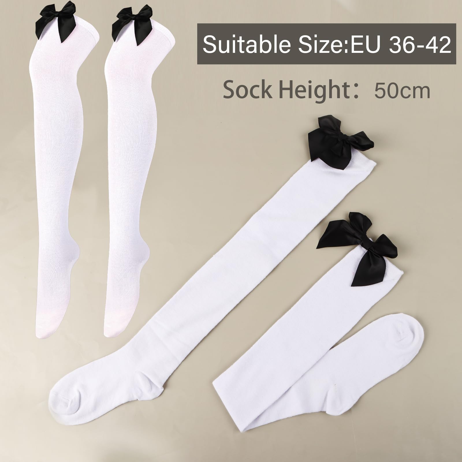 Calze Al Ginocchio Medievali Per Adulti - Bianche Per Costumi E Feste A Tema - Foto 12