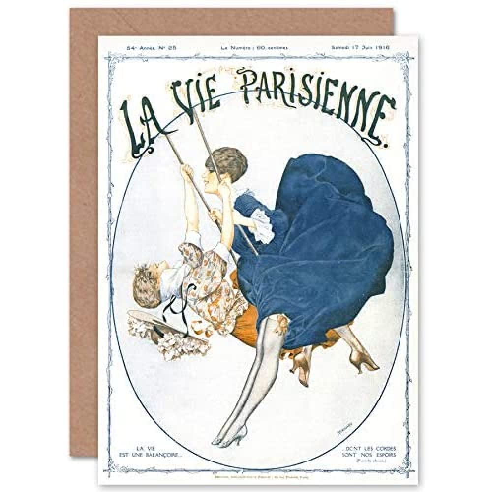 Artery8 La Vie Parisienne Swinging Ladies Magazine Cover Sealed Greeting Card Plus Envelope Blank inside