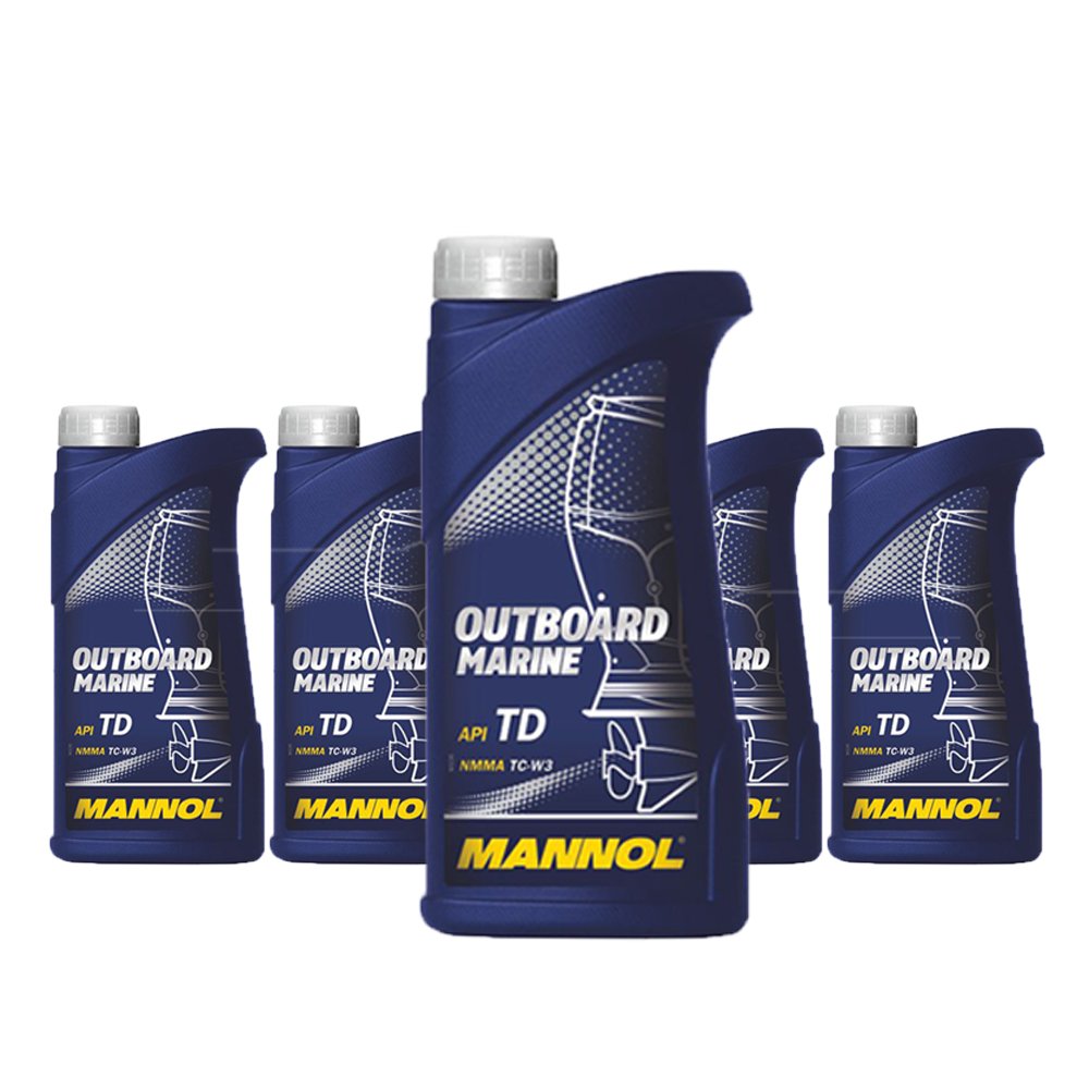 MANNOL 5 x 1L Outboard Marine 2-Takt/API TC NMMA TC-W3 Bootsmotorenöl