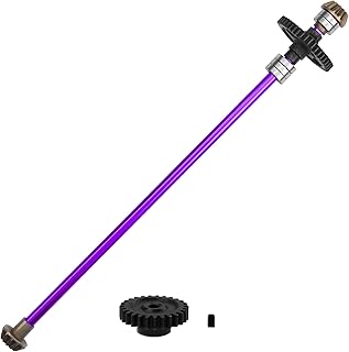 Vgoohobby Metal Center Drive Shaft RC Car Central Transmission Shaft w/ 27T Motor Gear Upgrade Part Compatible with Wltoys 124018 124019 1/12 RC Car Buggy (Purple)
