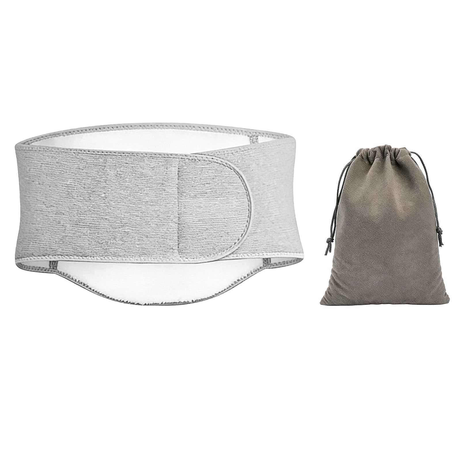 Faja Lumbar, Calentador de Vientre para Hombres y Mujeres con 1 Bolsa de Almacenamiento, Cintura Térmica de Felpa para Invierno, Calentador de Espalda con Cinta de Gancho y Bucle Engrosado, Gris