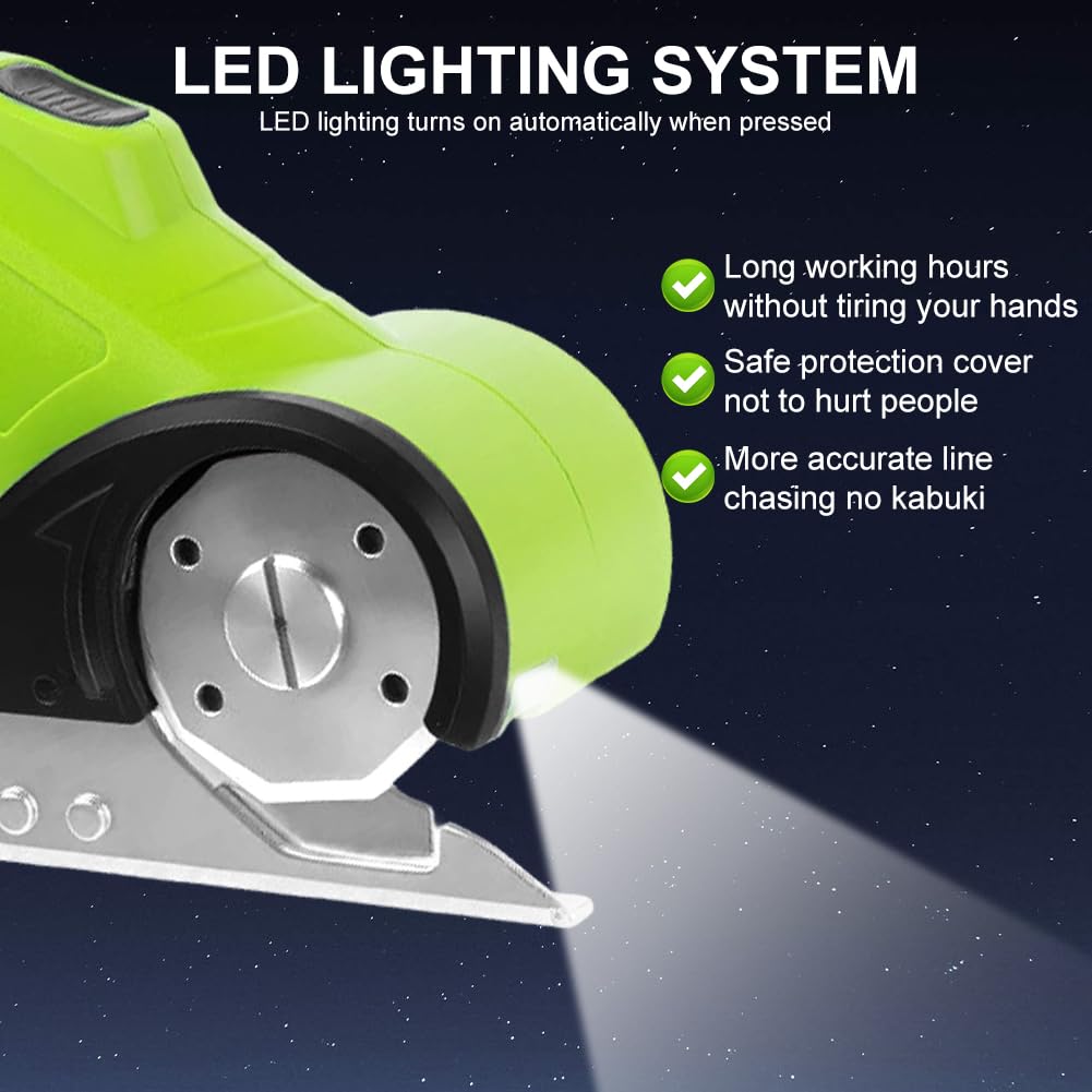 Cortador eléctrico inalámbrico de cartón, tijeras eléctricas de cartón, cortador rotatorio portátil con LED y bloqueo de seguridad