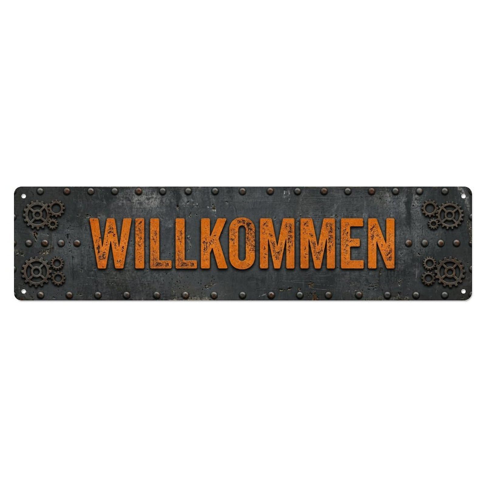 Vintage Industrial Welcome Store Metal Tin Sign Plaque Wall Decor for Cafe, Club Bar, Office, Home Garden Metal Poster 4x16Inch
