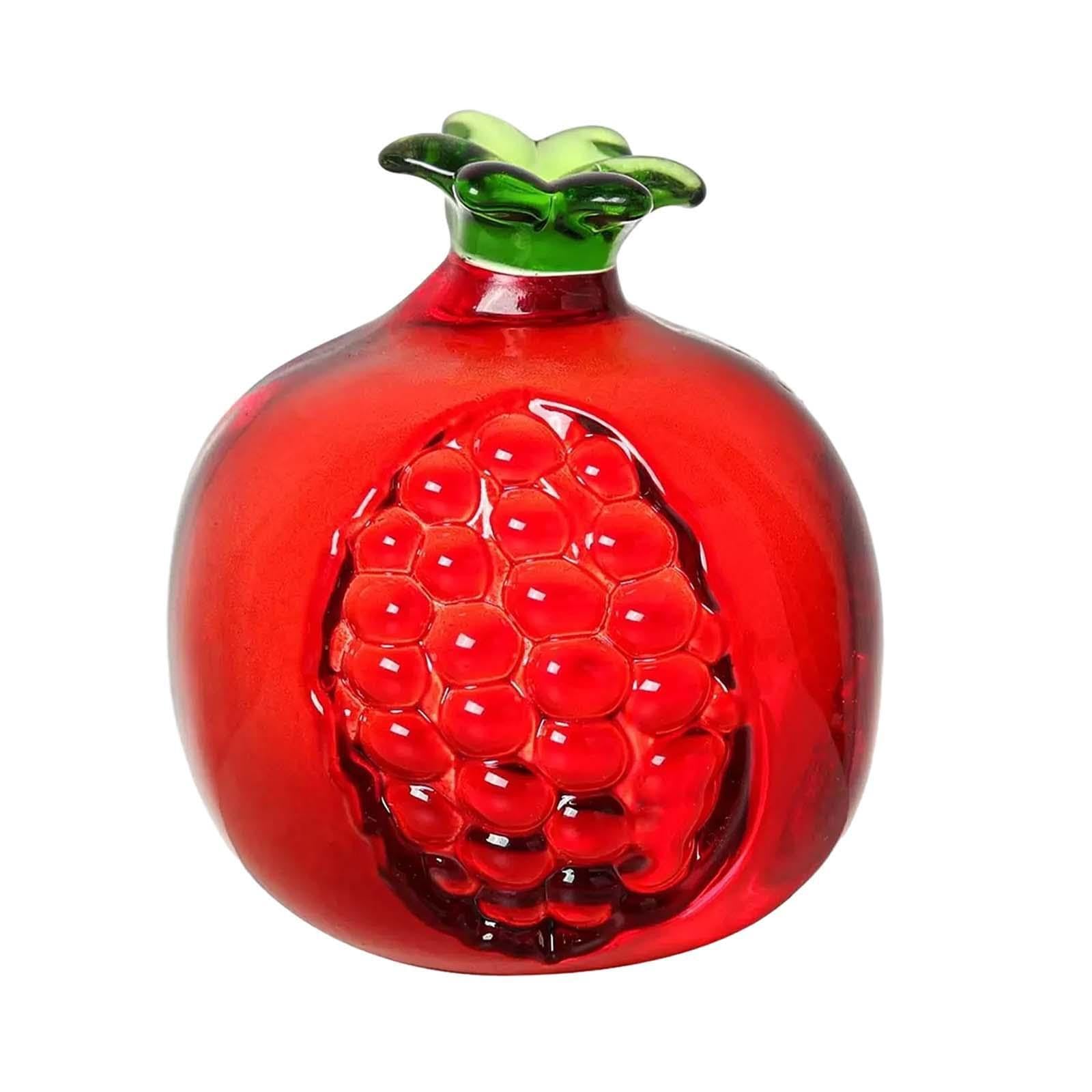 TWISAXC Artistic Fruit Figurine Stunning Simulation Decoration Gift For Friends Dazzling Centerpiece For Home Office Living Room Artificial Fruit Glass Figurine Home Office, Pomegranate