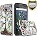 CircleMalls Moto E4 Case, 2-Piece Style Hybrid Shockproof Hard Case Cover With [Premium Screen Protector] And Touch Screen Pen For Motorola Moto E4 (Lucky Tree)